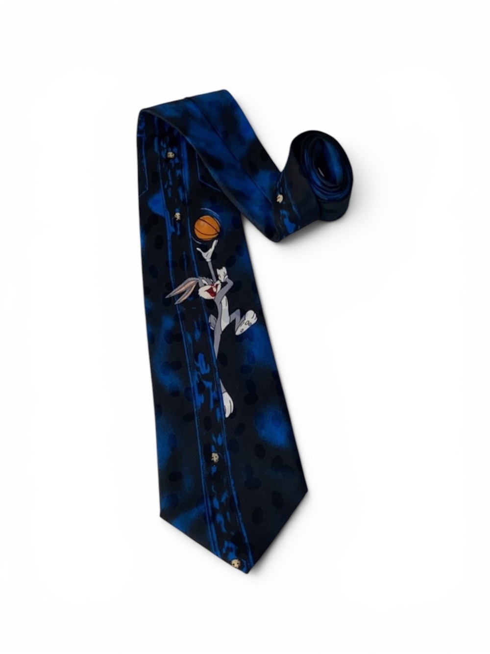 Vintage 1995 Looney Tunes Bugs Bunny Playing Basketball Men’s Polyester Tie